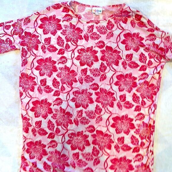 LuLaRoe buttery soft Irma tunic High Low Floral Size XXS Womens Pink White - Picture 1 of 8
